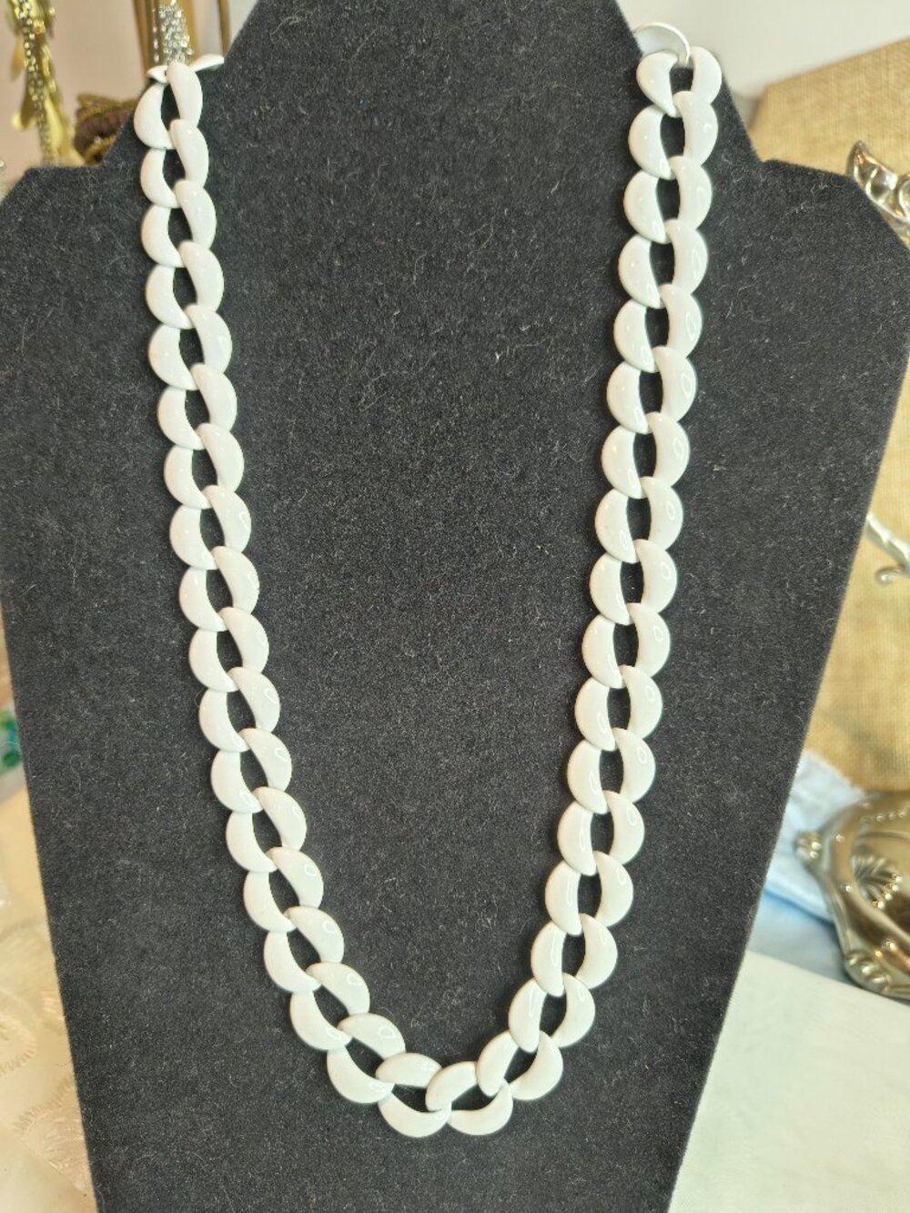 Vintage Napier White Enameled Necklace